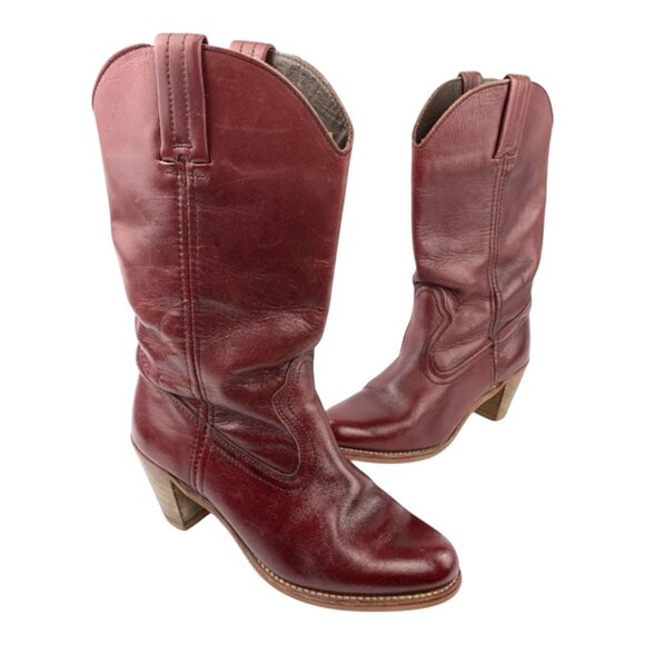 Vintage Dexter Flo Burgundy Leather Western Boots - Picture 1 of 11
